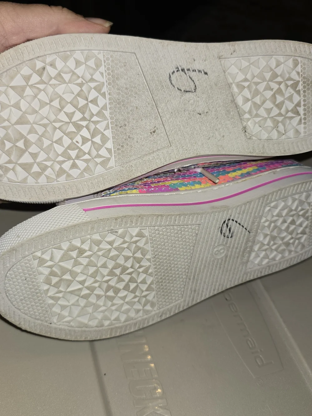 JoJo Siwa Reversible Sequin High Top Sneakers Rainbow Sparkle Girls Shoes - GUC
